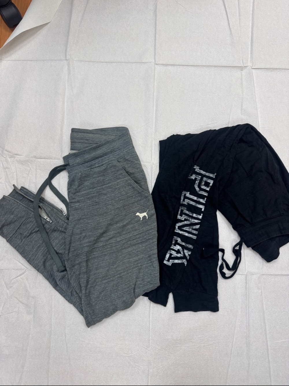 PINK Victoria's Secret Gray and Black Jogger Set with Logo